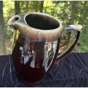 Pfaltzgraff Gourmet Brown Drip Glaze Stoneware Water Juice Pitcher -S31